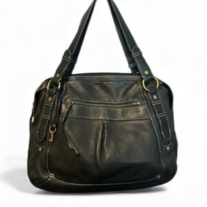 Fossil Black Shoulder Bag with contrasting stitching Western Bohemian Like New